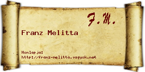 Franz Melitta névjegykártya